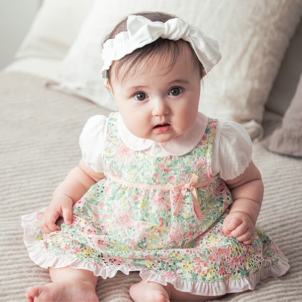 フラワーレースエプロンつきショートオール