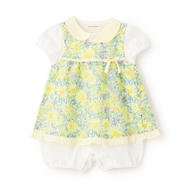 フラワーレースエプロンつきショートオール