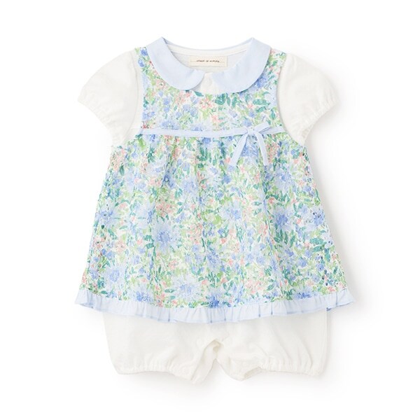 フラワーレースエプロンつきショートオール