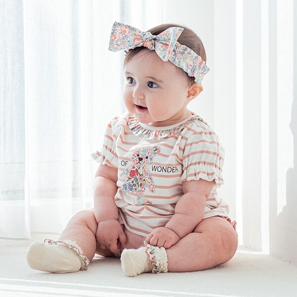 リバティアップリケクマベビースーツ