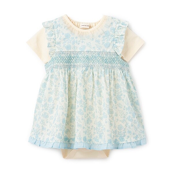 小花スモッキングボディスーツセット