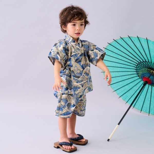 甚平スーツ(波柄)