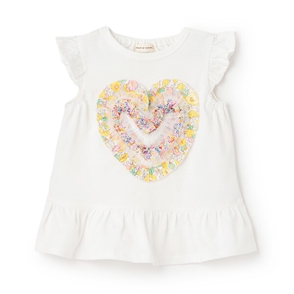 リバティフリルハート袖なしTシャツ