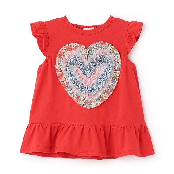 リバティフリルハート袖なしTシャツ