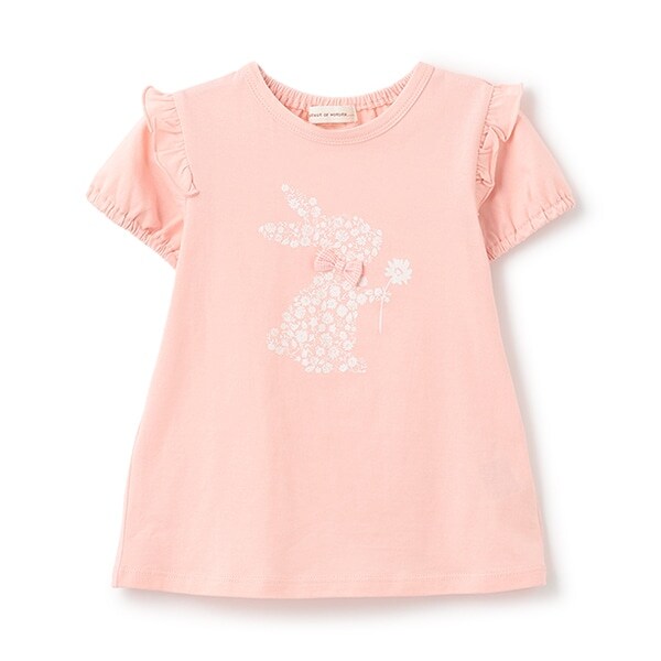 フラワーウサギ半袖Tシャツ