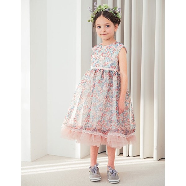 リバティプリントオーガンジードレス【日本製】