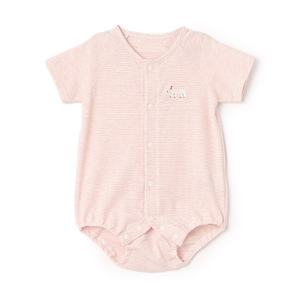 【オーガニック】シロクマボーダーボディスーツ【日本製】