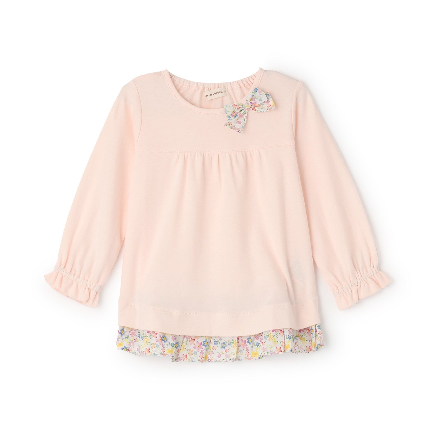 小花柄長袖リボンTシャツ