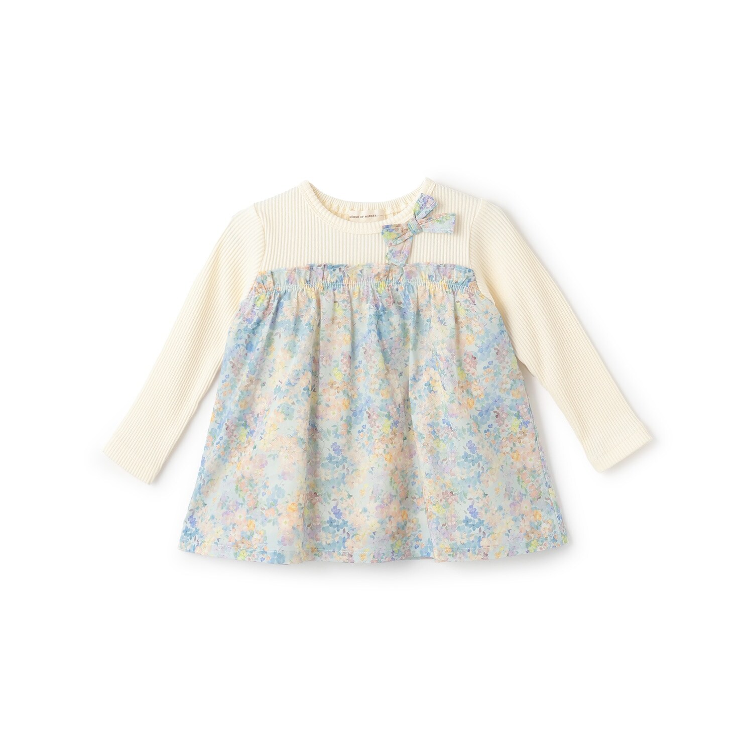 花柄ドッキング長袖チュニック