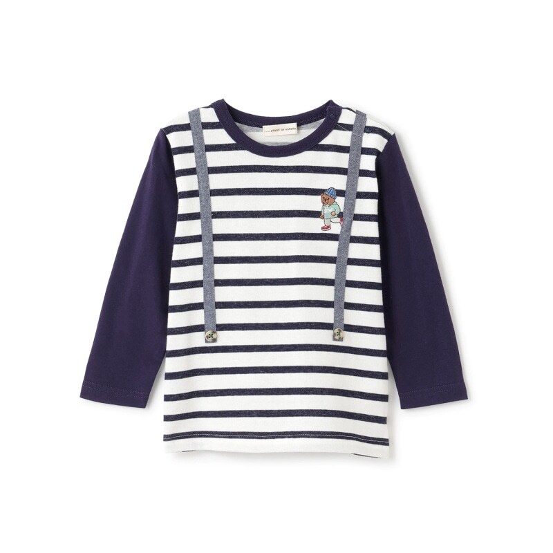 ベア刺しゅうサスペンダー長袖Tシャツ