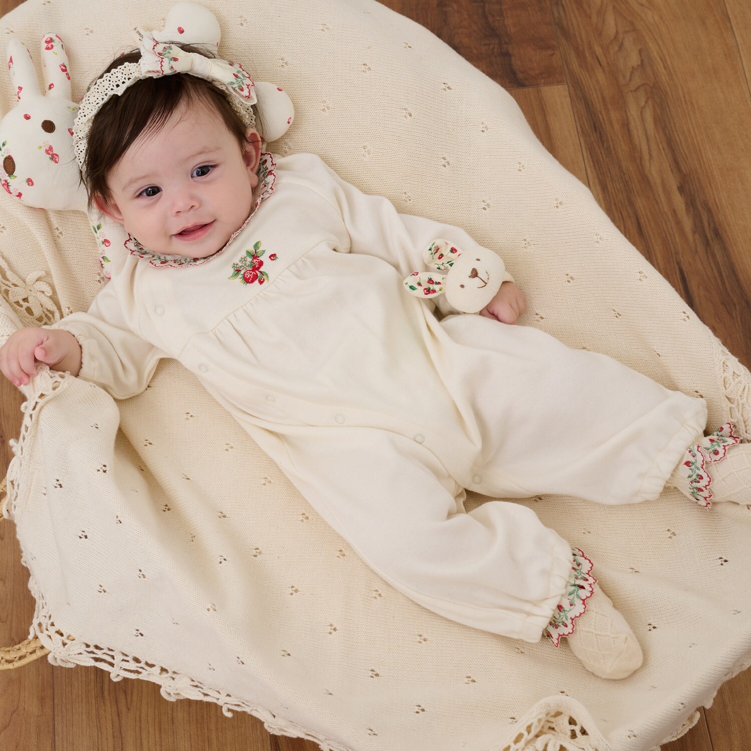 【オーガニック】野イチゴ刺しゅう2WAYドレス【日本製】