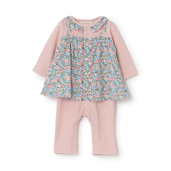 小花柄レイヤードカバーオール