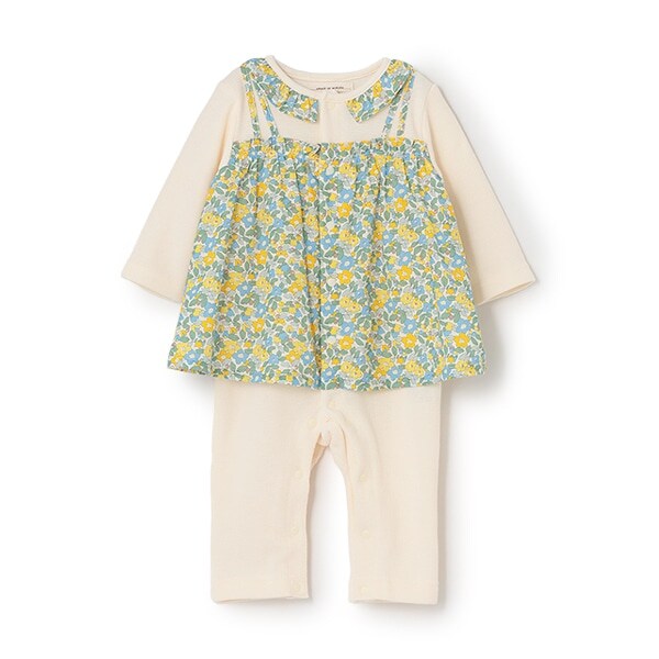 小花柄レイヤードカバーオール