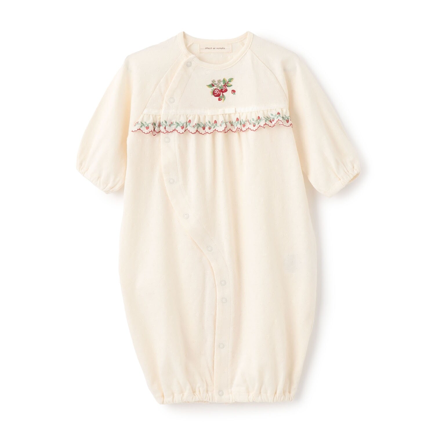 野イチゴ刺しゅう2WAYオール【オーガニック】【日本製】