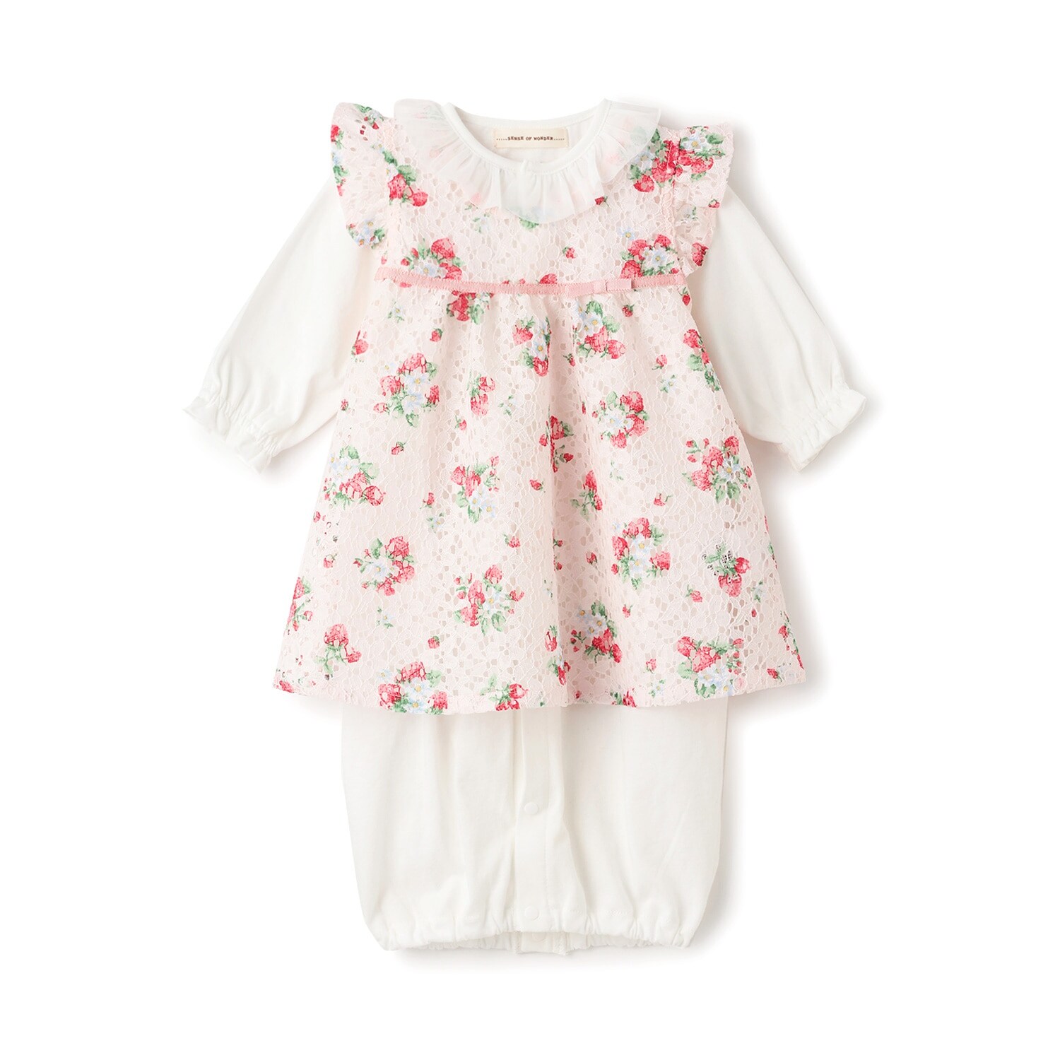 野イチゴレースエプロンつき2WAYオール【オーガニック】【日本製】