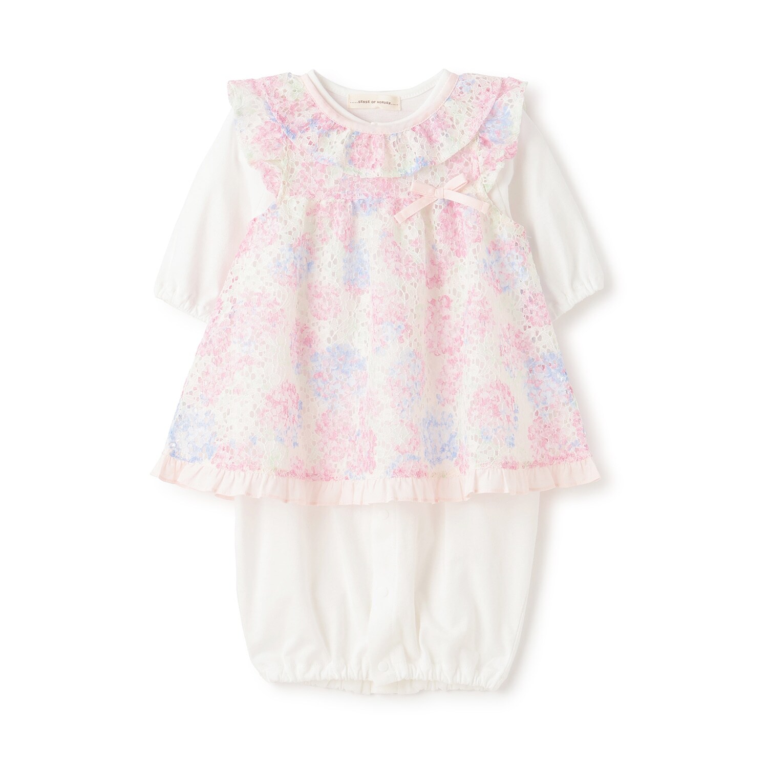 アジサイレースエプロンつき2WAYオール【オーガニック】