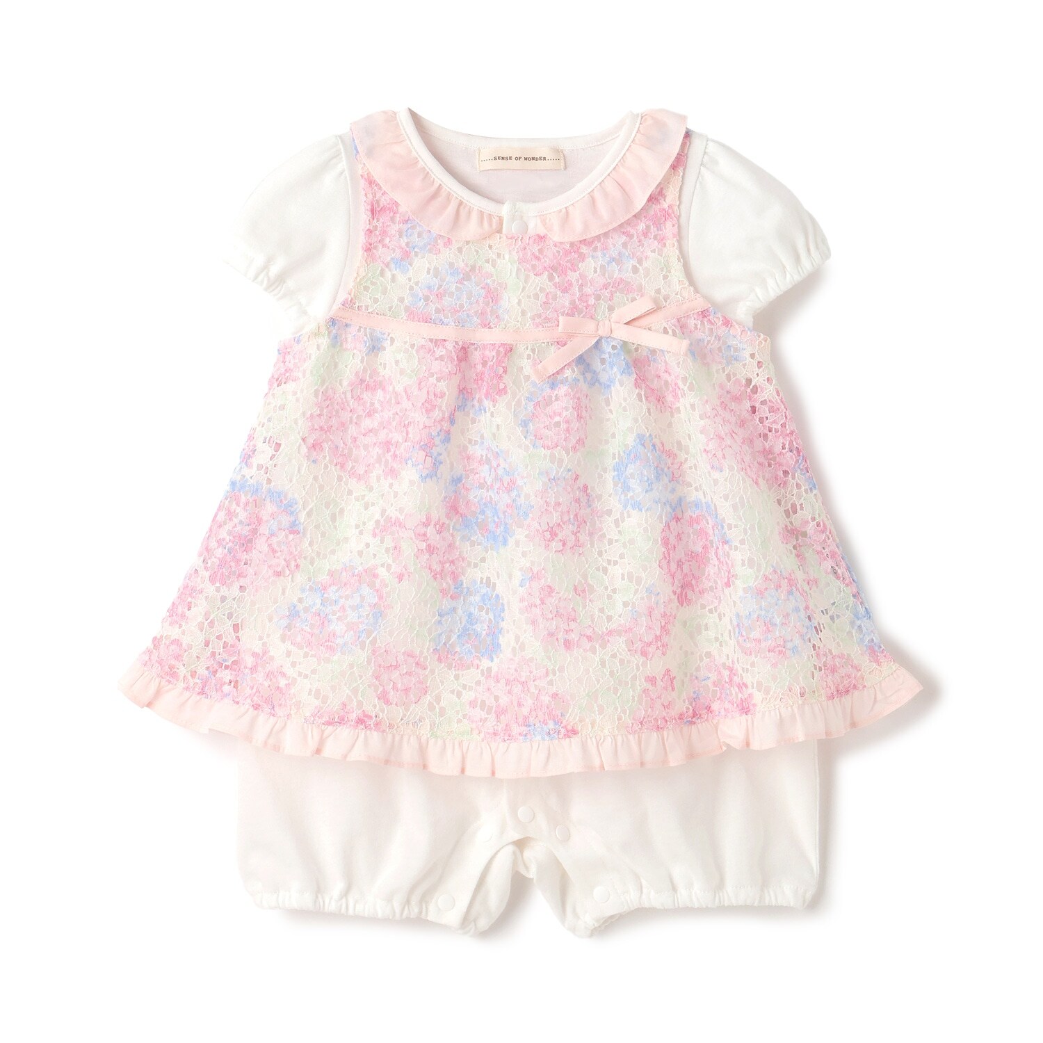 アジサイレースエプロンつきショートオール【オーガニック】【日本製】