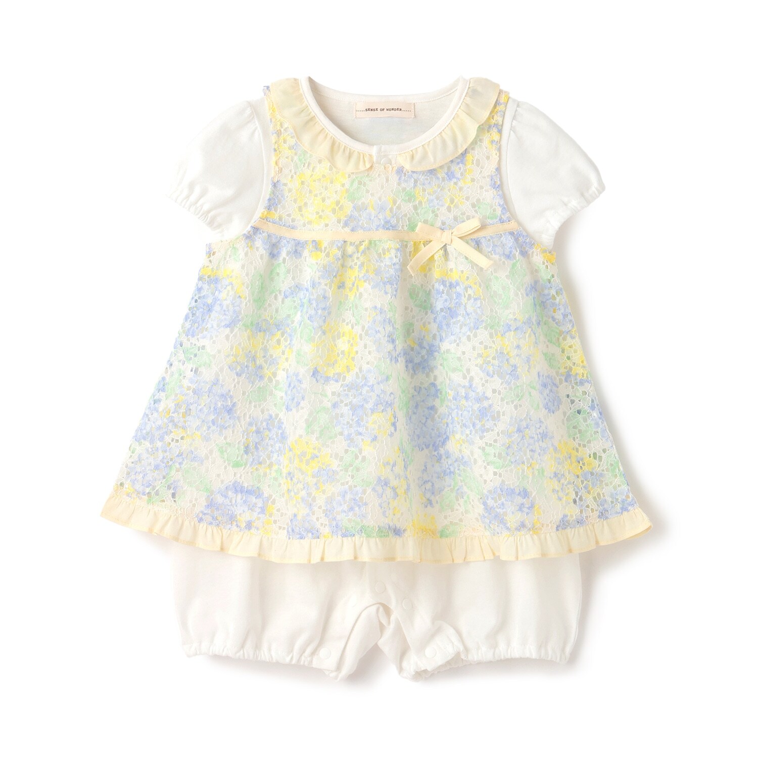 アジサイレースエプロンつきショートオール【オーガニック】【日本製】