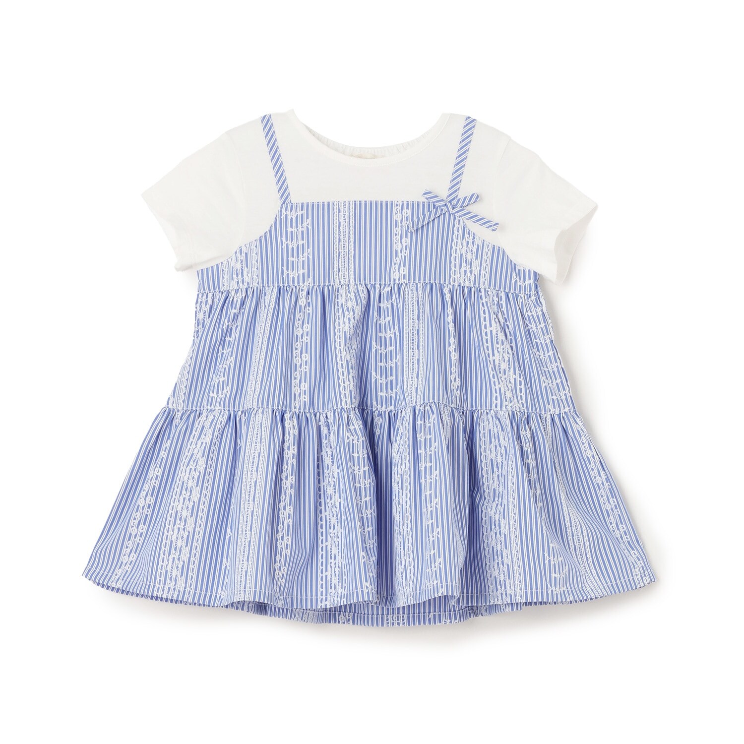 レースプリントストライプドッキングチュニック