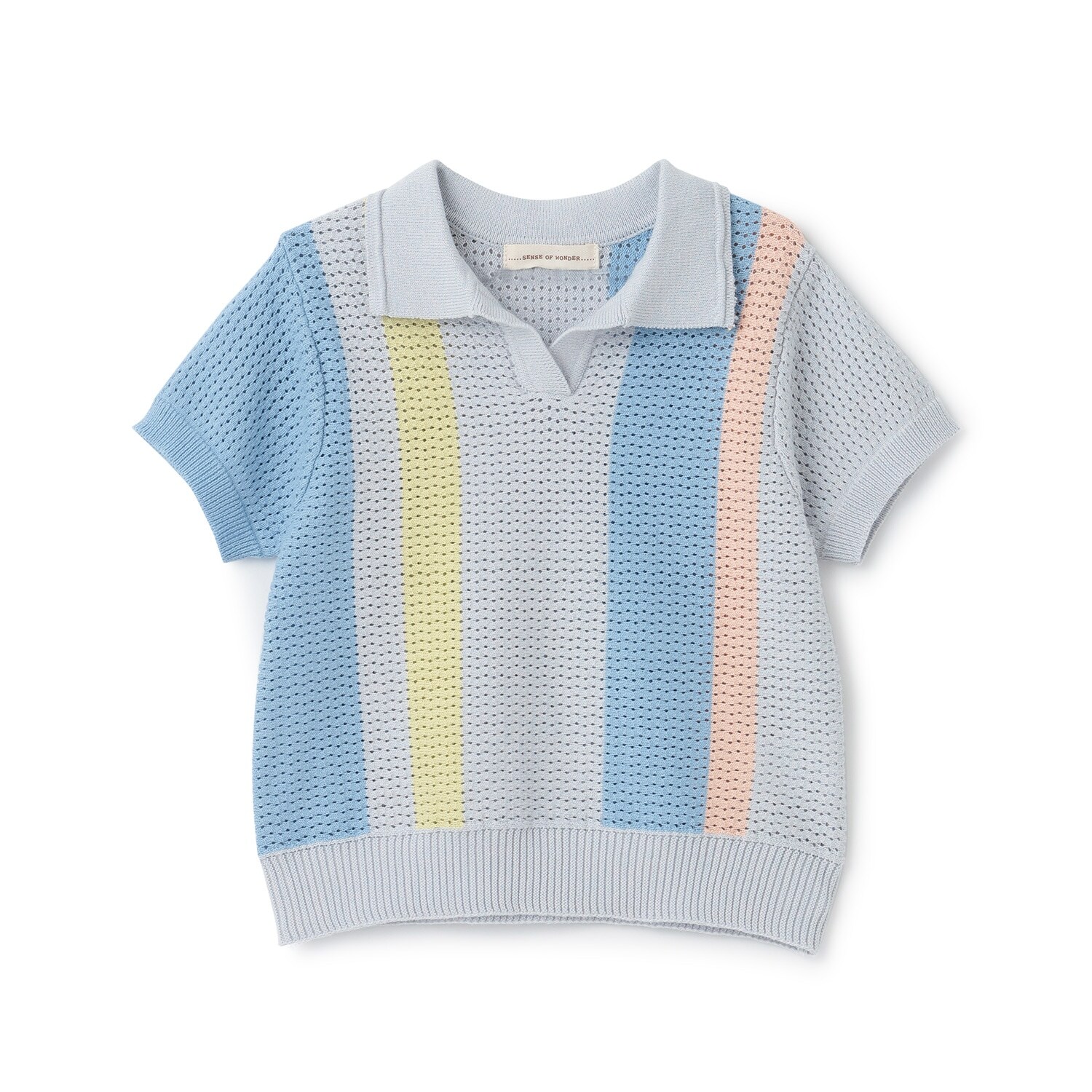 透かし編みニットポロシャツ