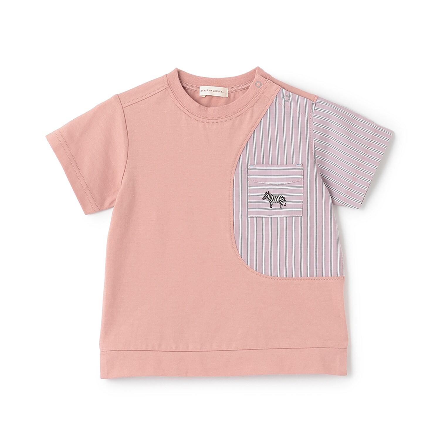 接触冷感ストライプ切り替え半袖Tシャツ