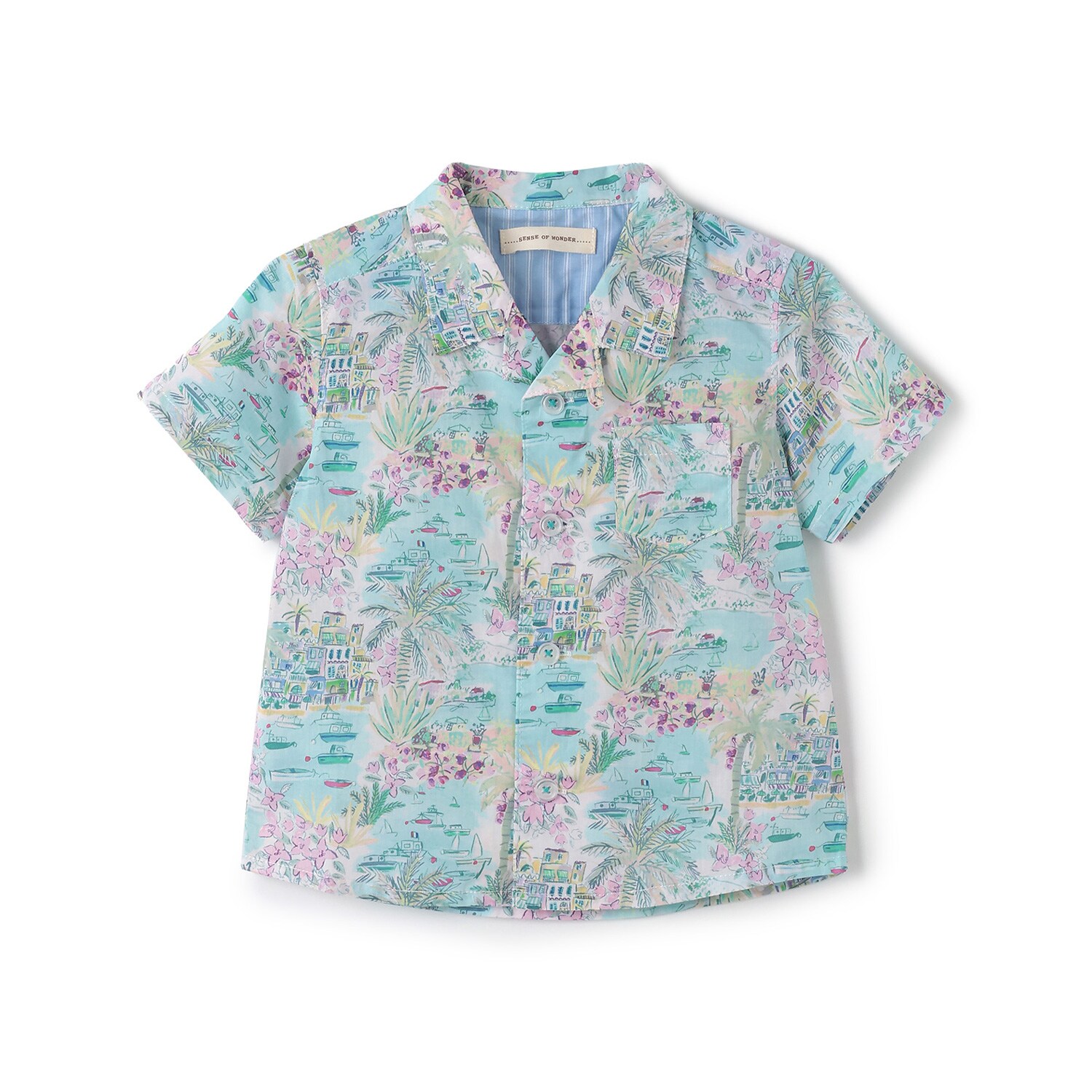 リバティプリント開衿シャツ