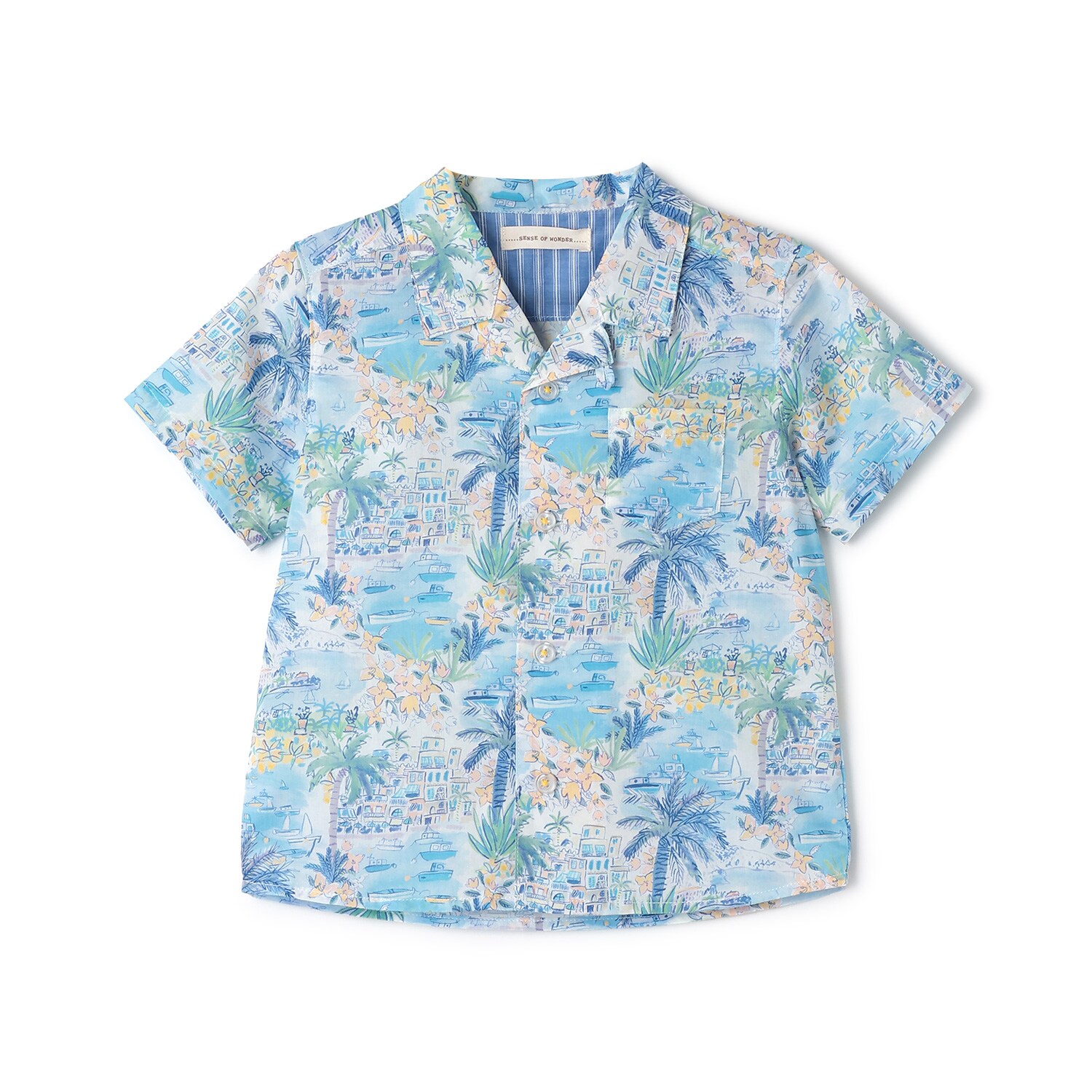 リバティプリント開衿シャツ