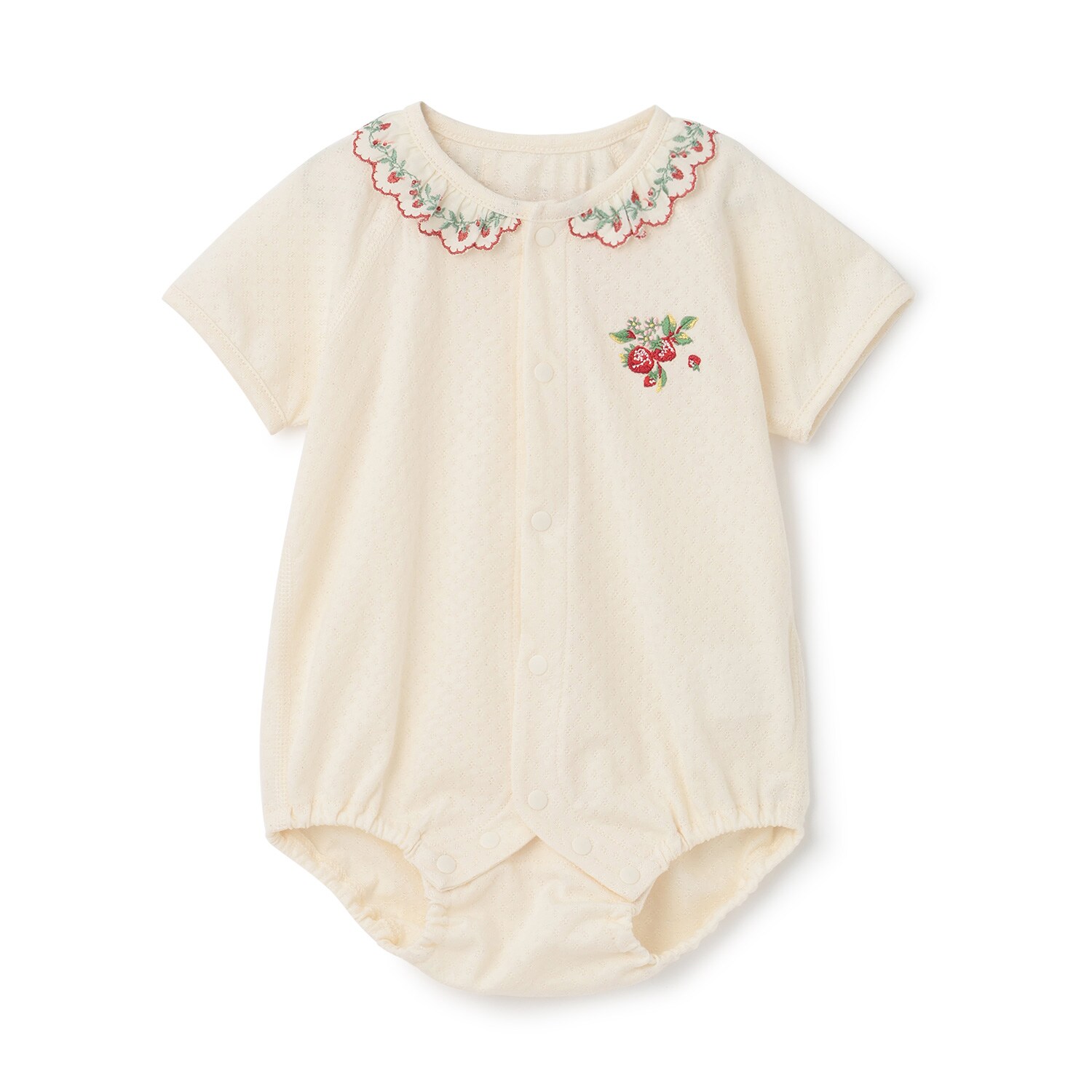 オーガニック野イチゴ刺しゅうボディスーツ