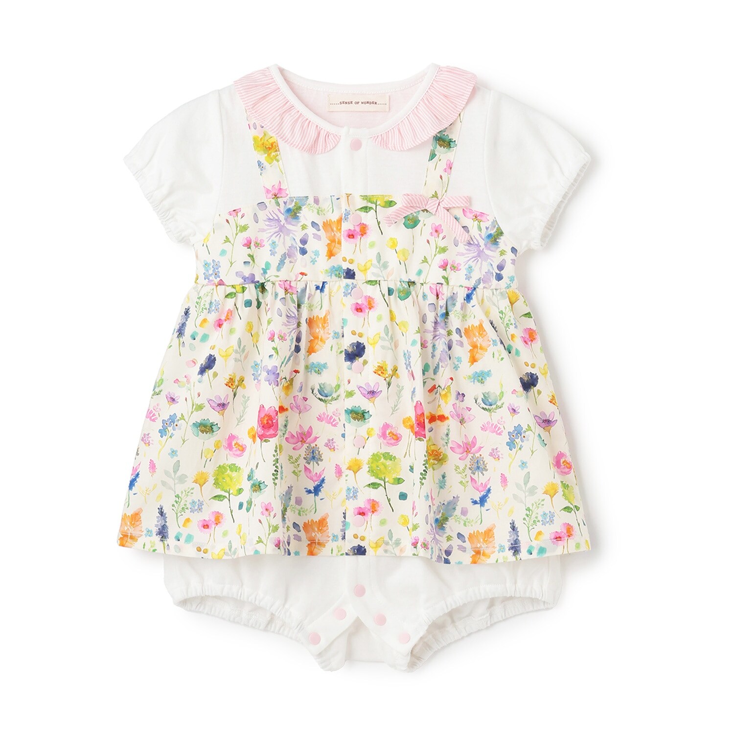 ボタニカルフラワー半袖ショートオール