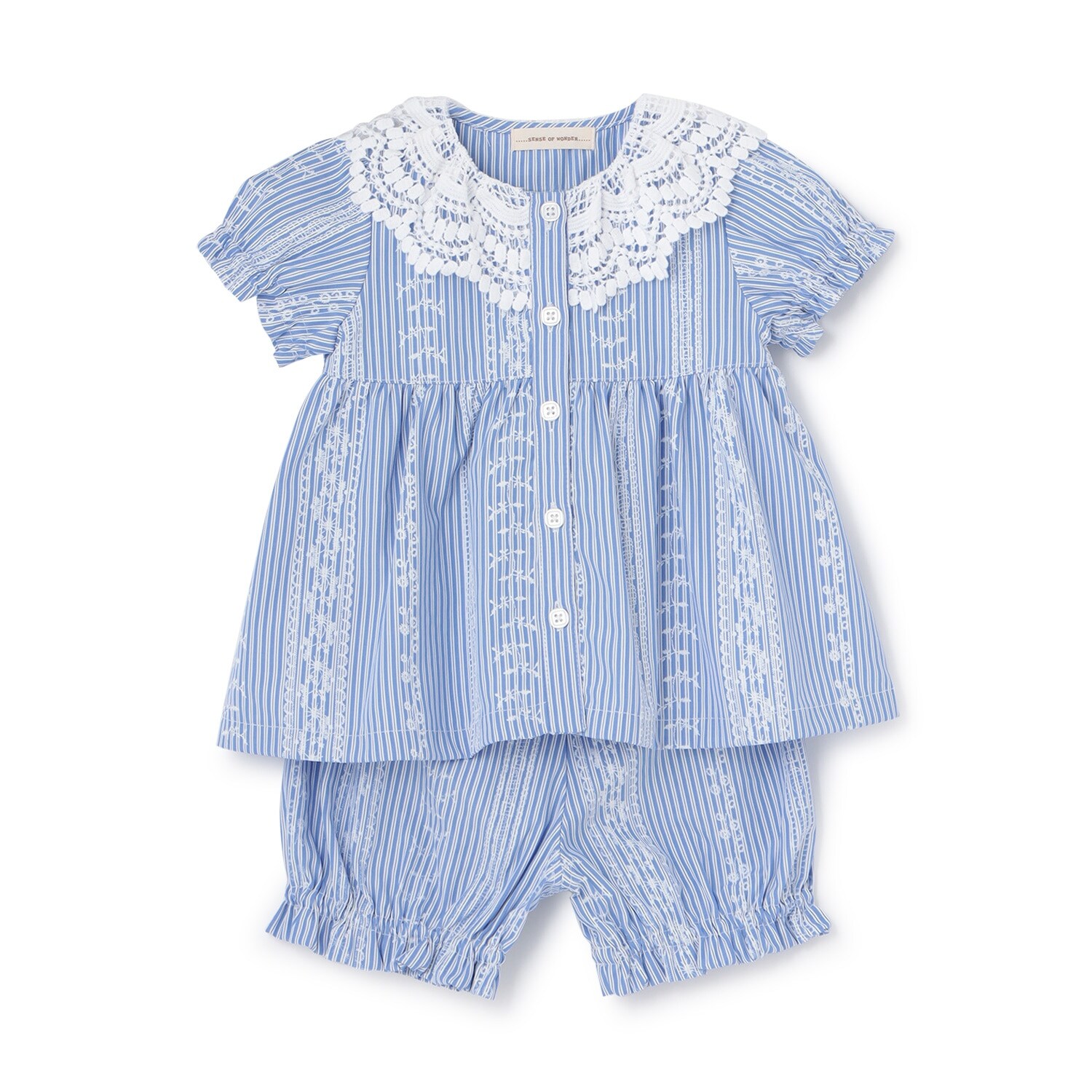 レースプリントストライプベビースーツ