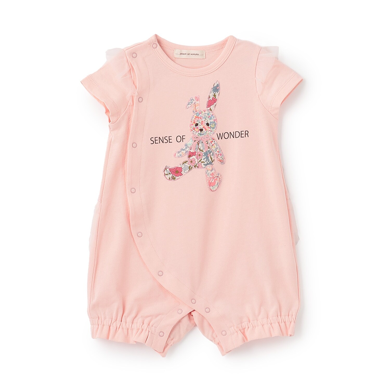 リバティウサクマアップリケ半袖ショートオール