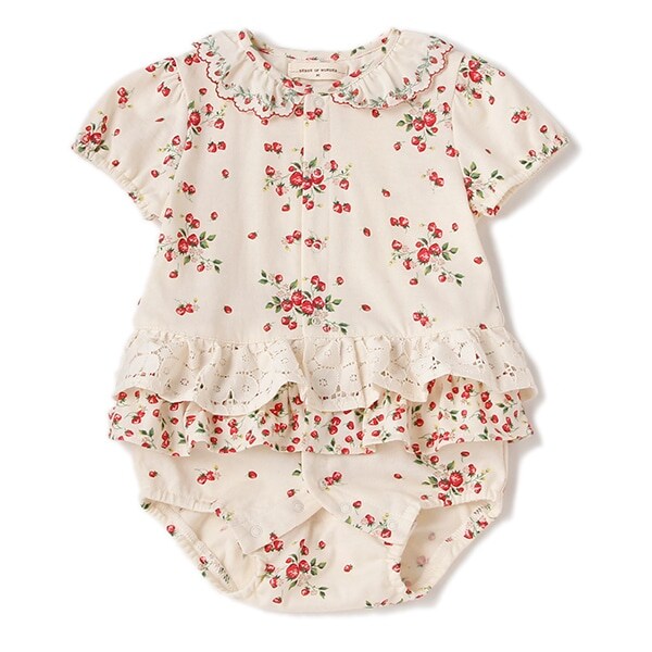 野イチゴフリルロンパース【日本製】