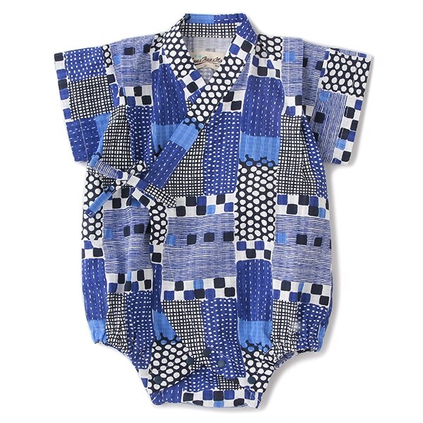 接触冷感 イロイロモザイク甚平オール