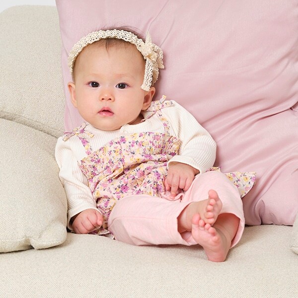 小花柄レイヤードカバーオール