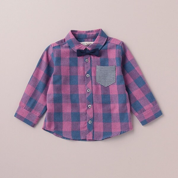 蝶タイチェックシャツ