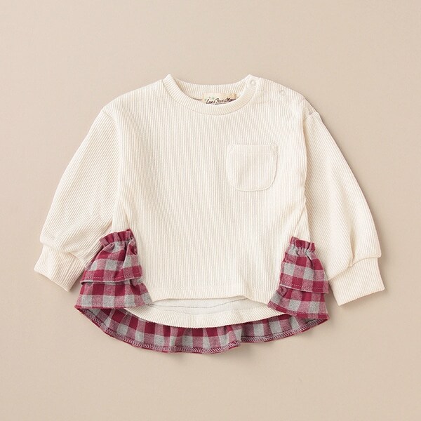 裾ギンガムチェックドッキングスウェット