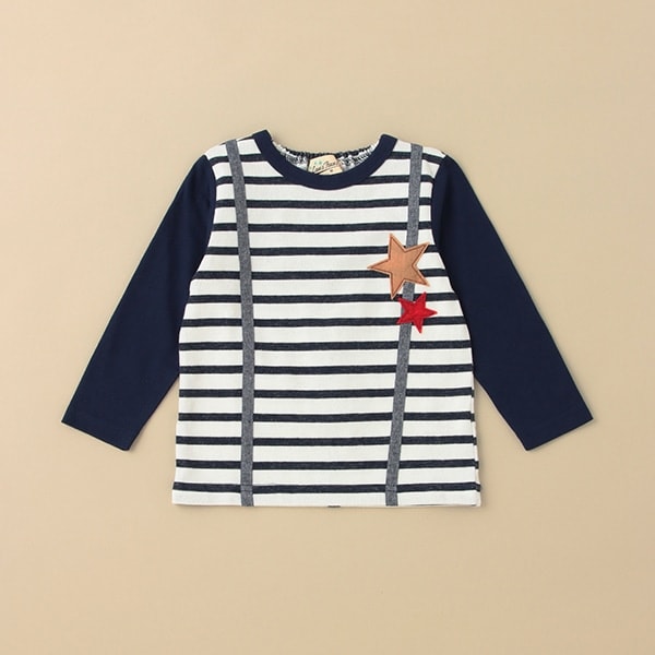 星サスペンダー長袖Tシャツ