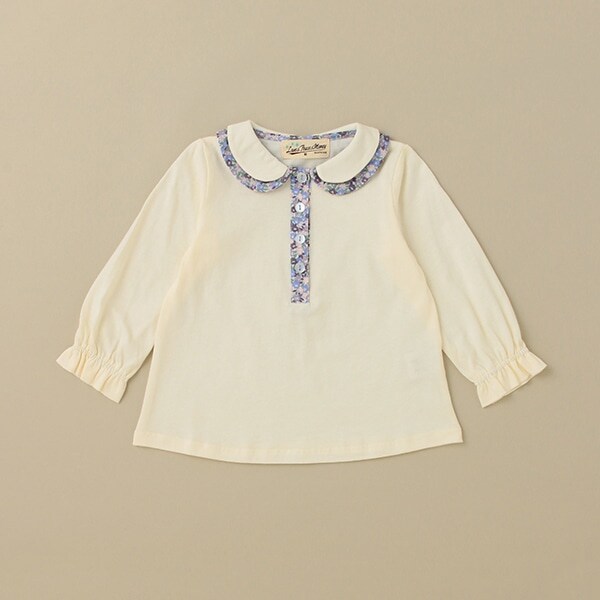 小花柄コンビブラウス