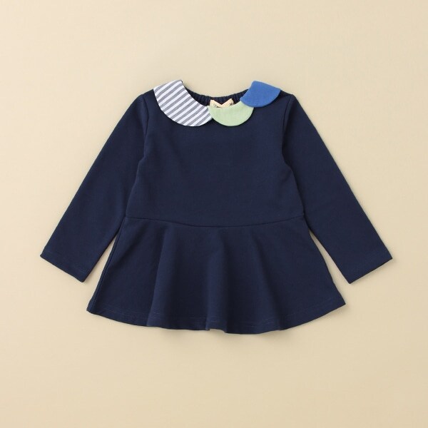 カラフル衿ペプラムトレーナー