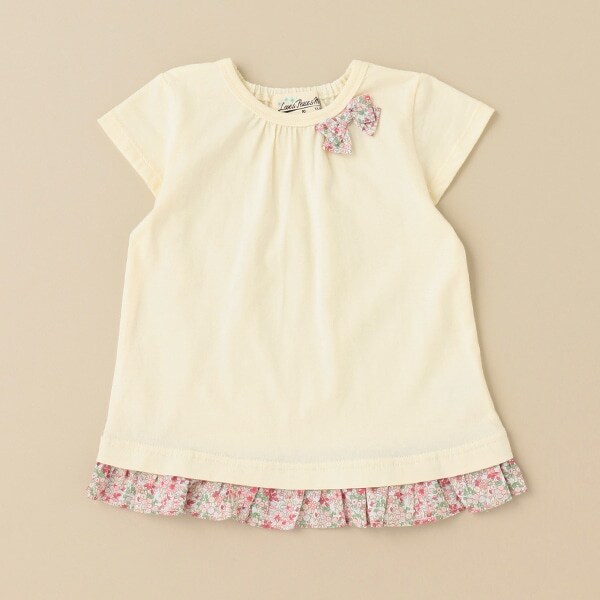 小花柄リボン半袖Tシャツ
