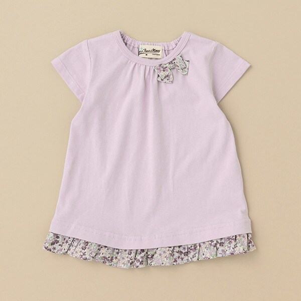 小花柄リボン半袖Tシャツ