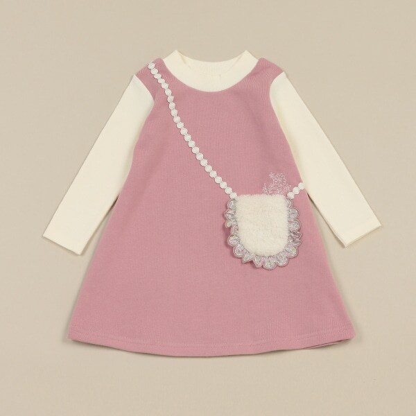 ボアポシェット裏毛ワンピース