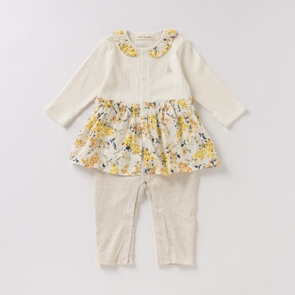 フラワースカート付きカバーオール【日本製】