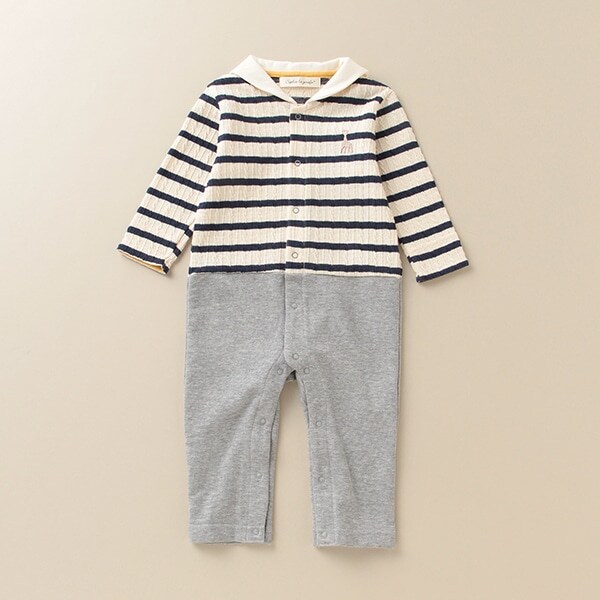 ジャカードボーダーセーラーカバーオール【日本製】