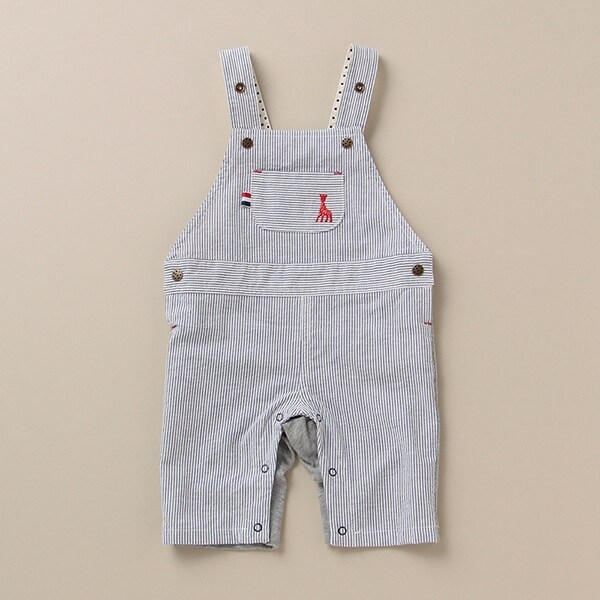 サッカーストライプ5分丈サロペット【日本製】