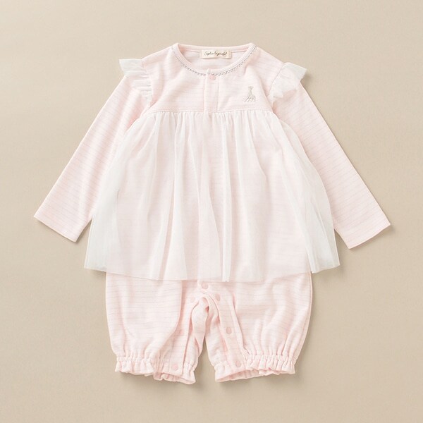 スムースラメ長袖ロンパース