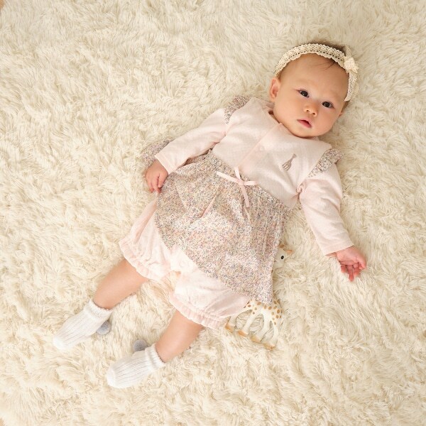 フラワースカート長袖ロンパース【日本製】