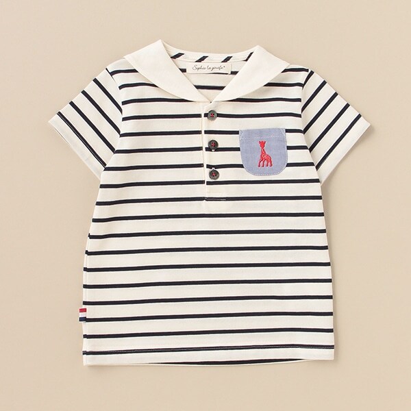 ボーダーセーラー半袖シャツ【日本製】