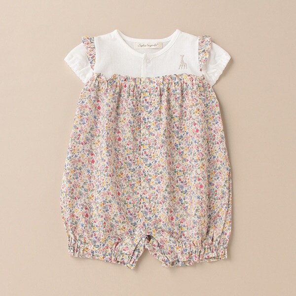 小花柄ローンショートオール【日本製】