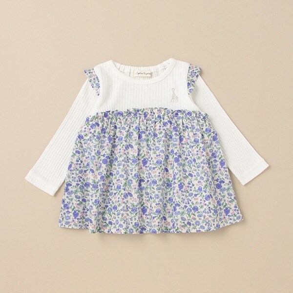 フラワー切替長袖チュニック